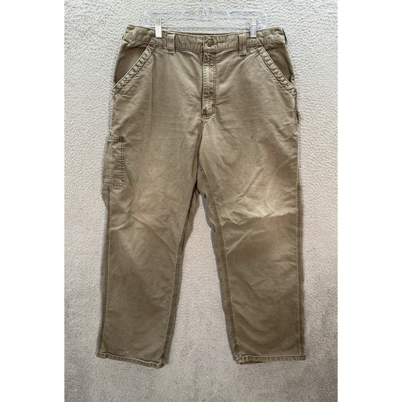 Carhartt Pants Mens 38x32 Brown Canvas Carpenter Workwear Grunge Chore B151 * - Picture 1 of 14